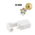 Sterile ear piercing tool with 4mm colorful zircon flower stud in gold plating - Gold 4mm Colorful Crystal Flower