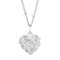Minimalist silver heart necklace featuring a unique organic leaf vein texture pendant - Leaf Vein Pattern Heart Style (KN235266-Z)