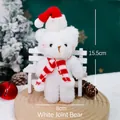 Plush 15.5cm white jointed Christmas bear with red knitted scarf and festive hat - White Jointed Bear / 1PC/Height 15.5cm / White