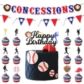 Baseball birthday party decorations kit featuring concessions banner and cake toppers - Letter Banner and Cake Toppers Set - Style A