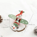 Vintage red metal airplane Christmas ornament with snowman pilot and snowflake wings - Large Snowman