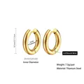 Polished gold plated titanium steel hoop earrings with 18mm outer diameter size detail - 4.0*10mm / Gold