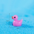 Miniature pink resin duck figurine for fairy gardens, size 1.6cm by 1.8cm - Rose Pink