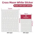Adesivi per unghie 3D con stelle e lune bianche MM-SZJ01 con motivi a croce - Croce Luna (MM-SZJ01) - Bianco