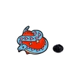 Cartoon snake brooch with heart design in blue and red finish with black pin back - Blue Snake with Red Heart