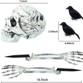 Halloween skull set with glowing hands and crows, featuring 18.7 inch ground stakes - 3-Piece Set With Crows