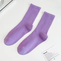 Vibrant purple ribbed cotton crew socks with elastic cuff for casual sports - One Size / Light Purple