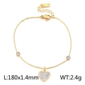 Pulsera de corazón minimalista en acero inoxidable dorado con cristales de pavé - Dorado