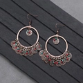 H2270-2 Red Green Seed Bead Hoop Earrings