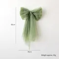 Large grass green organza Christmas bow decoration with long tassels for festive tree topper - 60CM / Green