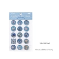 Faux wax seal stickers in island mist theme with floral and butterfly motifs - Misty Island