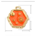 Detail showing orange enamel hexagon pendant dimensions 22mm x 20mm in stainless steel - Orange Red Hexagon-YE478-3