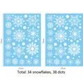 Blue Christmas snowflake window decals set with 34 white flakes for winter home decor - 34 Snowflakes + 34 Dots