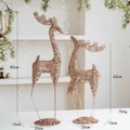 Coppia di renne decorative color oro champagne in due misure per Natale - Coppia di Cervi in Ferro Color Champagne