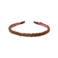 Handmade brown beaded headband with pink fabric lining for elegant hair styling - 124 Beaded-Dark Coffee