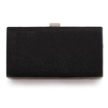 Elegante pochette nera Saffiano con chiusura in metallo argento per eventi formali e cene - Nero