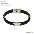 Detalles de la pulsera para hombre de acero inoxidable y silicona con hebilla plateada - Estilo Minimalista Negro (ZH1863S)