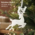 Ornamento a forma di renna bianca glitterata Stile E per albero di Natale, 12x12cm - Stile D (Renna Elegante)