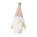 Weihnachtswichtel aus beigem Strick mit einem funkelnden goldenen Paillettenstern - Gold-Stil