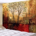 Arazzo astratto con motivi di alberi in toni caldi per decorazione della camera da letto - 150x130cm / Albero d'arte astratta