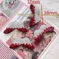 Detail view of 38mm wing charm with red and white rhinestones for DIY jewelry - 2# Wing - Red White Combo / 38mmx17mm