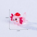 Miniatura di axolotl rosa con cappello di Natale, figurina in resina da 2,3cm per DIY - Rosa