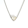 Polished silver stainless steel heart necklace with letter O engraving and chain - Letter O Heart Style (S143S-001-O)