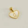 Golden heart pendant with white mother of pearl inlay and engraved letter G detail - Letter G (Single Pendant)