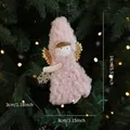 Pink plush angel Christmas ornament with gold wings and size dimensions 14x8x3 cm - Plush Girl Pendant Style H