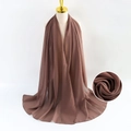 Brown pearl chiffon long scarf wrap for women shown on professional mannequin display - Brown