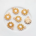 Detail of small yellow daisy flower alloy pendants for DIY jewelry making accessories - Yellow
