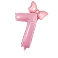 Pink 32-inch number 7 foil balloon with polka dot bow for birthday party decoration - Candy Pink Bowknot Number-7