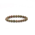 8mm natural Unakite stone beaded bracelet with unique green and pink floral patterns - 8mm / Unakite