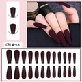 Unghie finte lunghe bordeaux opache a forma di ballerina set da 24 pezzi con prova - Borgogna (CBLM-18)