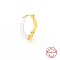 Minimalist S925 sterling silver earring with white enamel and gold plating finish - Gold-White