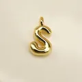 Polished golden puffy balloon letter S pendant for fashion jewelry making DIY - Letter S