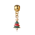 Golden Christmas tree pendant charm with red and green enamel for DIY jewelry - Style 5-Gold Star Christmas Tree