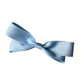 Close-up of a light blue satin ribbon bow hair clip with smooth texture on white background - Blue