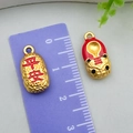 Golden alloy peanut and tiger pendants with red Ping An lucky characters - Tiger-Head Shoes Safety