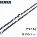 Collier gourmette noir en acier inoxydable, 450x3mm, pesant 5,5g pour un look quotidien - 45cm / Noir 3mm