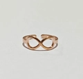 Adjustable rose gold stainless steel ring featuring a polished infinity symbol design - Adjustable Open / Infinity Symbol Style (切割戒-7)