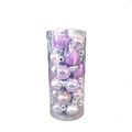 Purple Christmas ball ornaments set in cylindrical box with glitter and matte finishes - Light Purple