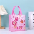 Roze bloemen Moederdag cadeautas van vliesstof met tekst Ma Ma Thank You erop - Stijl 4 (Roze Ma Ma Thank you)
