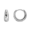 Boucles d'oreilles créoles larges en argent serties de zircons sur fond blanc - Argenté