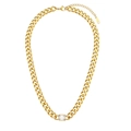 Retro 18K gold plated chunky Cuban chain necklace with a clear square zircon pendant - White Zirconia
