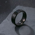 Minimalist 8mm wide black stainless steel ring with polished mirror finish for men - Black Shiny Surface