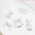 Ciondoli a fiocco in metallo argento, 16mm x 11mm, per creazione gioielli fai-da-te - Ciondolo a Fiocco Lucido / Argento spesso
