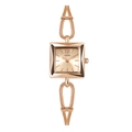 Close-up of rose gold square watch face with chain bracelet and GEDI logo - Rose Gold Band Rose Gold Dial