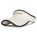 Women's cream outdoor sun visor with black trim and sports lettering for UV protection - Adjustable / Beige