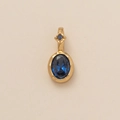 Gold pendant featuring oval and square blue birthstone zircon on a minimalist chain - Oval September (Blue Zirconia)